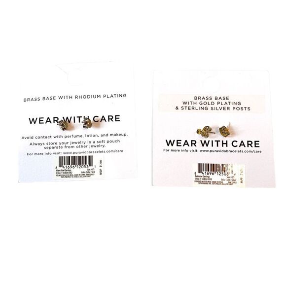 Pura Vida Summer Silver Gold Stud Earring Pack Retro Rainbow and Wave Earrings - Picture 2 of 4